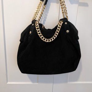 Henri Bendel Black Suede Snakeskin Purse